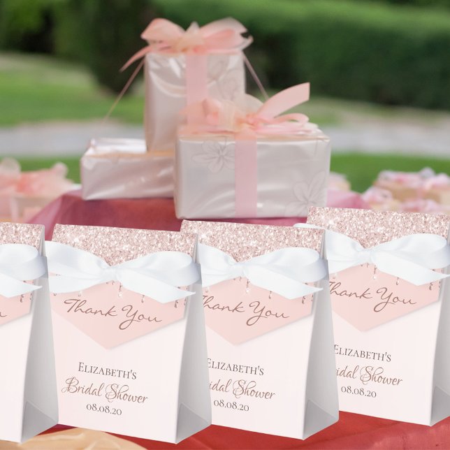 Caja Para Regalos Rosa purpurina de oro rosa gracias Bridal Shower (Subido por el creador)