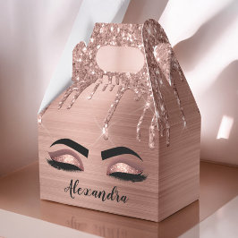 Caja Para Regalos Rosa Purpurina dorado Esparkle Eyelashes Monograma
