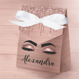 Caja Para Regalos Rosa Purpurina dorado Esparkle Eyelashes Monograma