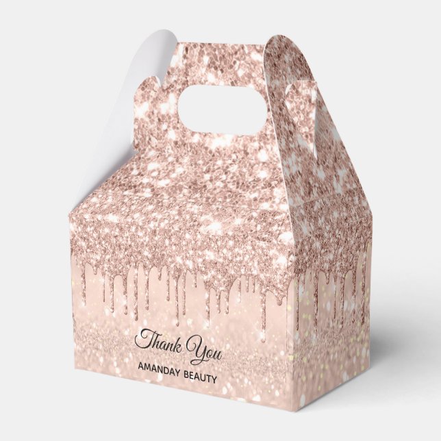 Caja Para Regalos Rosa Purpurina Dulce 16ª Boda Nupcial Degustación  (Front Side)