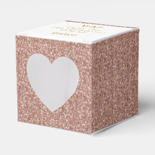 Caja Para Regalos Rosa Purpurina Oro Rosa Corazón XOXO Gracias Fies