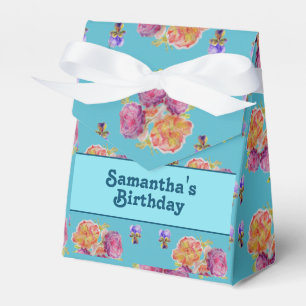 Caja Para Regalos Rosa Rojo Shabby Chic Verde azulado Aqua Floral Fa