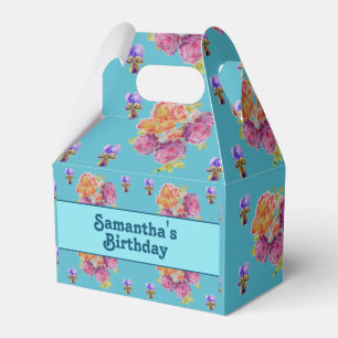 Caja Para Regalos Rosa Rojo Shabby Chic Verde azulado Aqua Floral Fa