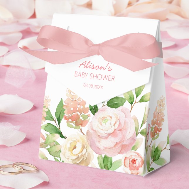 Caja Para Regalos Rosa Rosa Rosa Elegante Chica Floral Baby Shower (Subido por el creador)