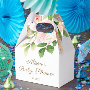 Caja Para Regalos Rosa Rosa Rosa Elegante Chica Floral Baby Shower