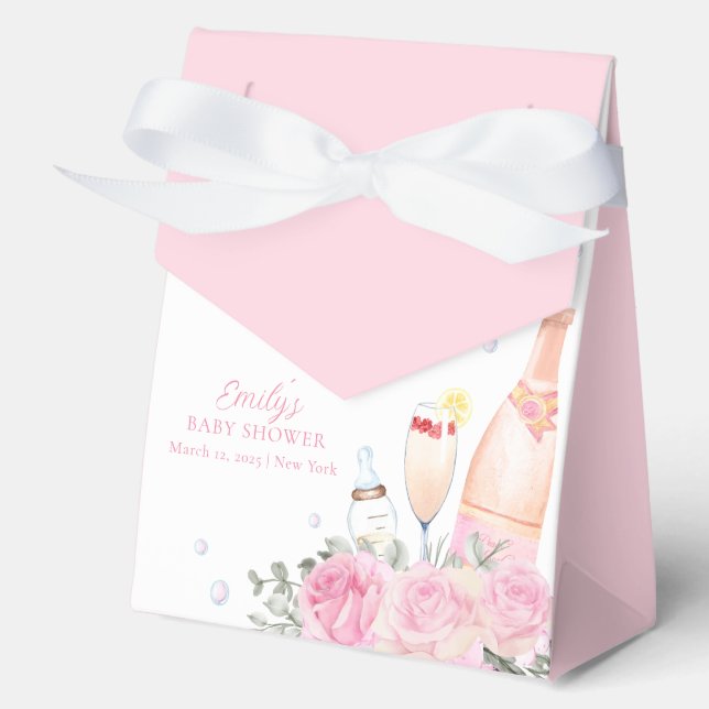 Caja Para Regalos Rosa Rosa Rosa Poppin Champagne Botellas Baby Show (Anverso)