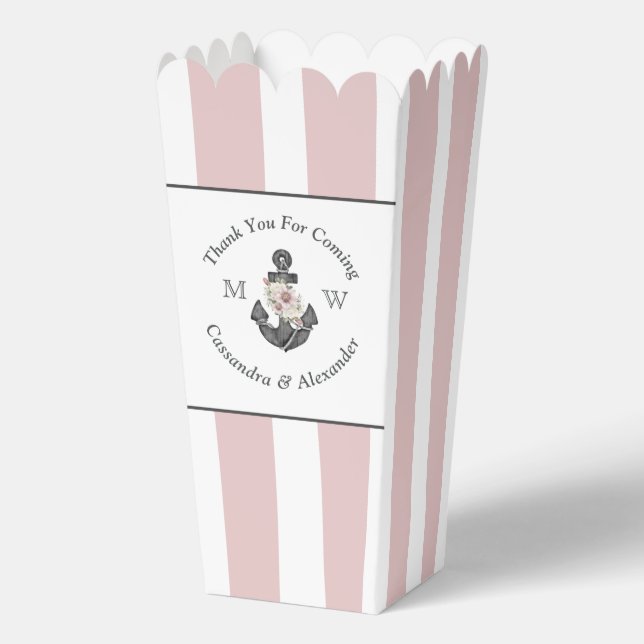 Caja Para Regalos Rosa rosa rosa Rubor blanco de ancla floral náutic (Reverso )