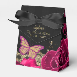Caja Para Regalos Rosa rosa vintage Lace Oro Negro Quinceañera
