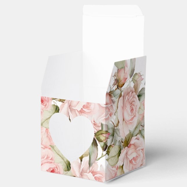 Caja Para Regalos Rosa rosa y vegetación deja el corazón Boda (Abierto)
