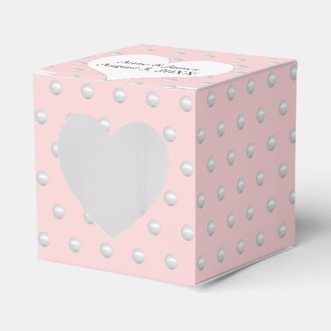 Caja Para Regalos Rosa Rubor Con Perlas (Anverso)