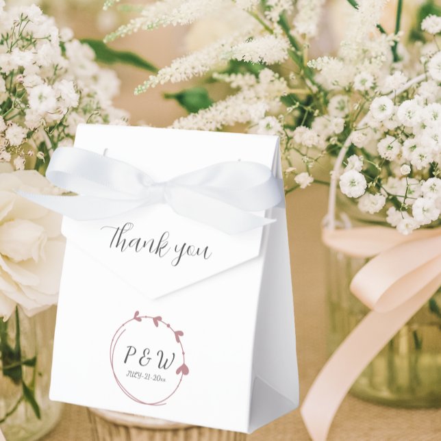 Caja Para Regalos Rosa turbio Boda de unograma de hueso cardíaco sim (In Situ Wedding)