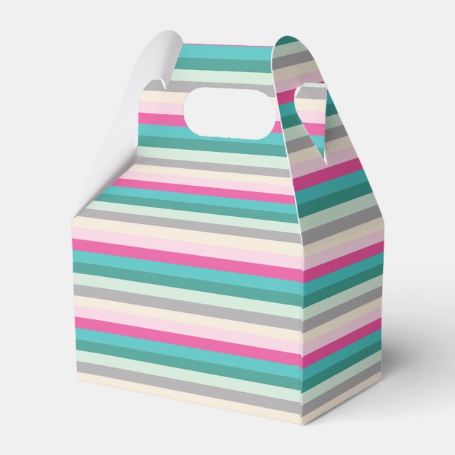 Caja Para Regalos Rosa turquesa y rayas grises (Reverso)