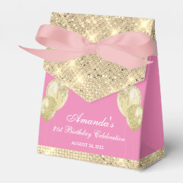 Caja Para Regalos Rosa y dorado glam personalizables