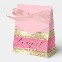 Caja Para Regalos Rosa y Oro "Es un chica"
