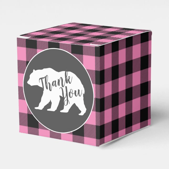 Caja Para Regalos Rosado Baby Shower de oso (Costado Anverso)