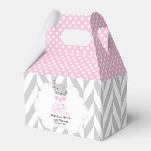 Caja Para Regalos 🐘 rosado, blanco y gris lindo del elefante