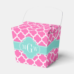 Caja Para Regalos Rosado Caliente2 Con Marroquí #5 Turquesa Monogram