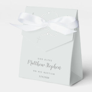 Caja Para Regalos Rosario del bautismo en azul pulverizado