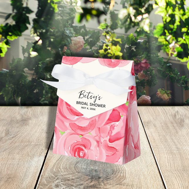Caja Para Regalos Rosas acuarela estilo tienda (3" x 1.5" x 3.25" tent style ribbon closure favor boxes ready to personalize for your occasion.
)