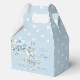Caja Para Regalos Rosas Azules Floral Elefante Niño Baby Shower