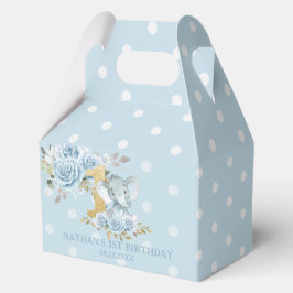 Caja Para Regalos Rosas Azules Floral Elefante Niño Cumpleaños 1