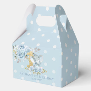Caja Para Regalos Rosas Azules Floral Elefante Niño Cumpleaños 1