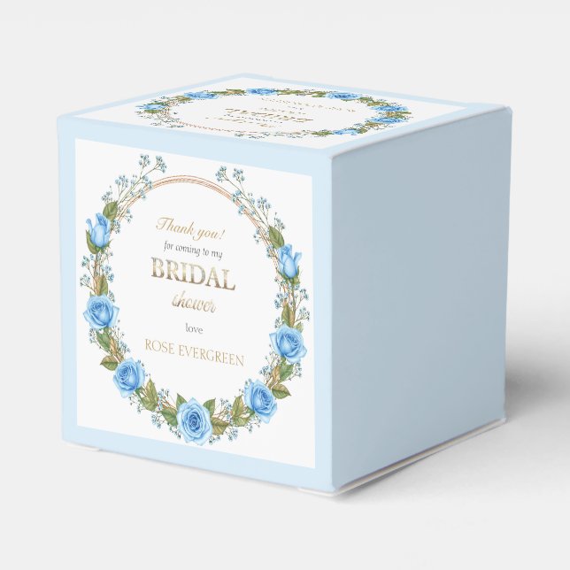 Caja Para Regalos Rosas azules polvorientas elegantes y aliento de b (Reverso Costado)