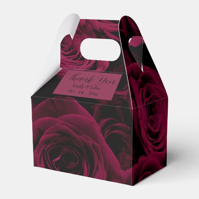 Caja Para Regalos Rosas burdeos de magenta rojo oscuro y profundo (Front Side)