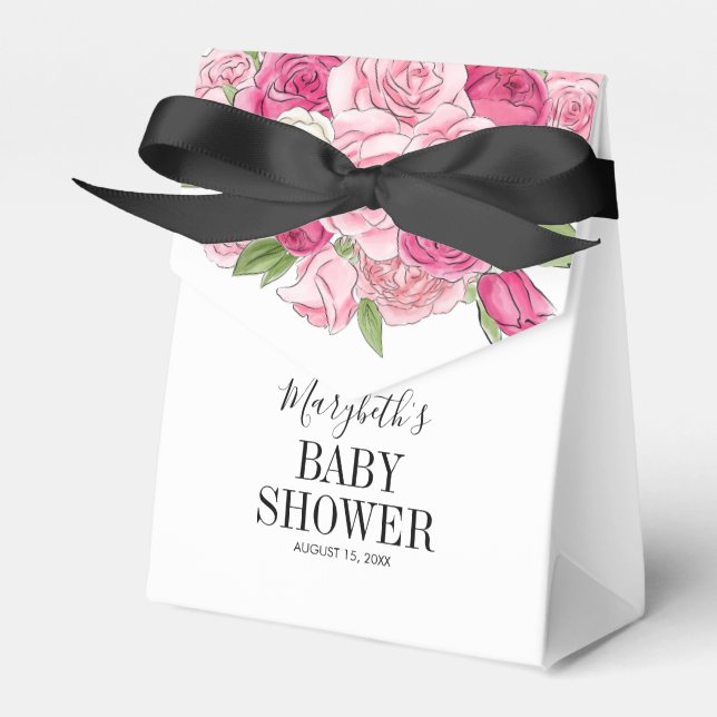 Caja Para Regalos Rosas color agua rosa Baby Shower (Front Side)