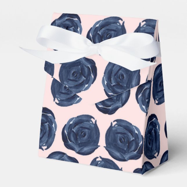 Caja Para Regalos Rosas con enredaderas de acuarela azules y rosadas (Front Side)