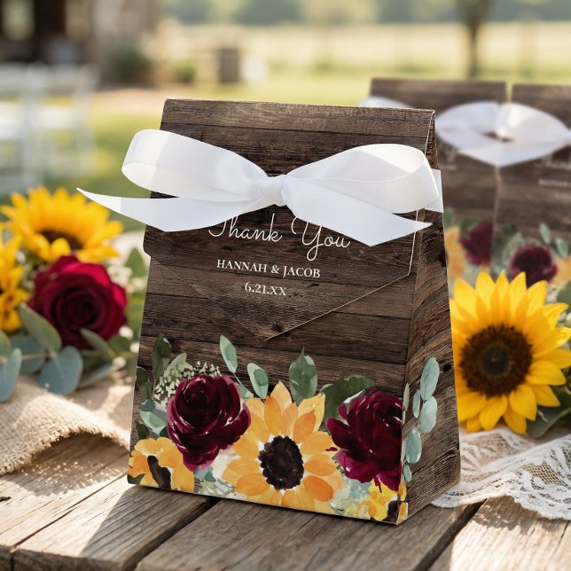 Caja Para Regalos Rosas de Girasol Boda de Madera Rústica  (Subido por el creador)