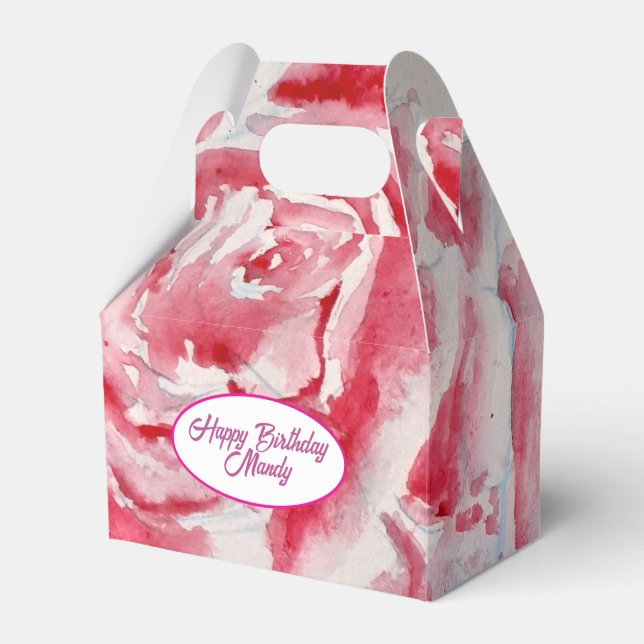 Caja Para Regalos Rosas de la rosa roja Patrón de flores Placa Fiest (Front Side)