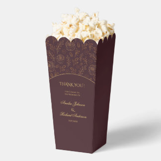 Caja Para Regalos Rosas de Oro Elegantes Chocolate Marrón Boda