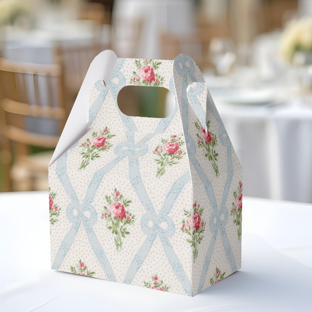 Caja Para Regalos Rosas de Victoria Rosa con Entramado Azul (Subido por el creador)