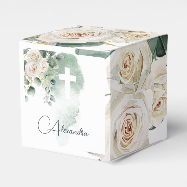 Caja Para Regalos Rosas elegantes religiosos Cruz Verde de lavado (Costado Anverso)