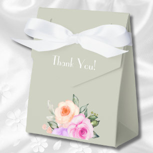 Caja Para Regalos Rosas florales brillantes de color verde sabio con