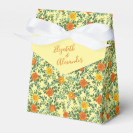 Caja Para Regalos Rosas Florales Nupciales Amarillo Naranja
