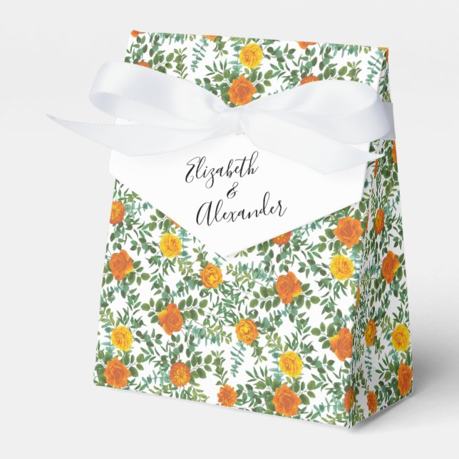 Caja Para Regalos Rosas naranjas Boda Floral Modern (Front Side)