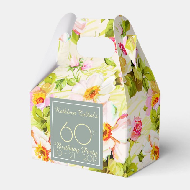 Caja Para Regalos Rosas Peonies 60th Birthday Gracias Favor Box (Front Side)