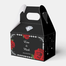 Caja Para Regalos Rosas Rojas Románticas Y Diamantes