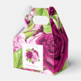 Caja Para Regalos Rosas rosa y borgoña