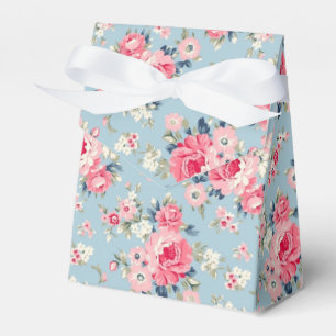 Caja Para Regalos Rosas rosadas de algodón en fondo azul
