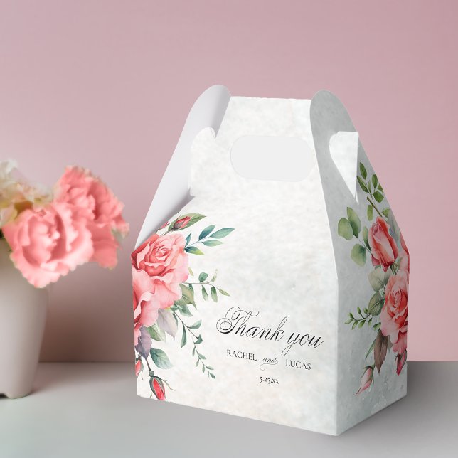 Caja Para Regalos Rosas rosadas románticas y caligrafía gracias (Subido por el creador)