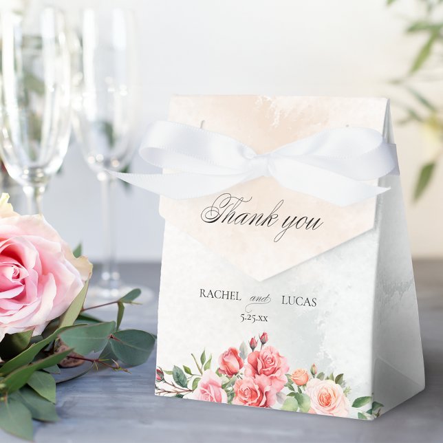 Caja Para Regalos Rosas rosadas románticas y caligrafía gracias (Subido por el creador)