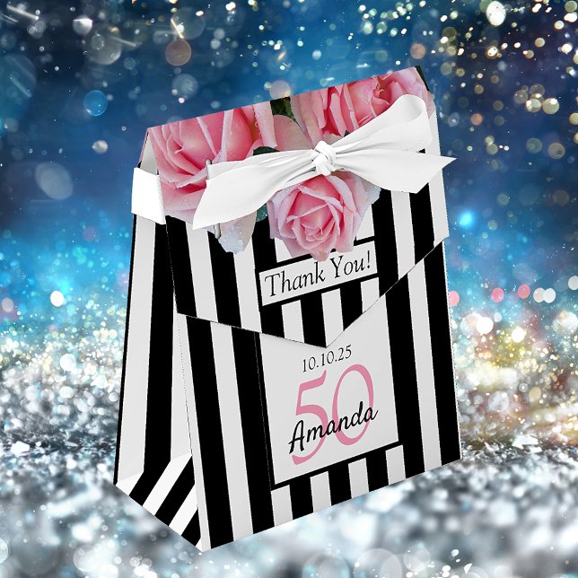 Caja Para Regalos Rosas rosas rosadas de cumpleaños rayas blancas ne (Subido por el creador)