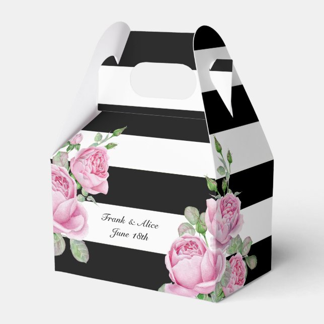 Caja Para Regalos Rosas rosas rosas en negro Personalizado de franja (Front Side)