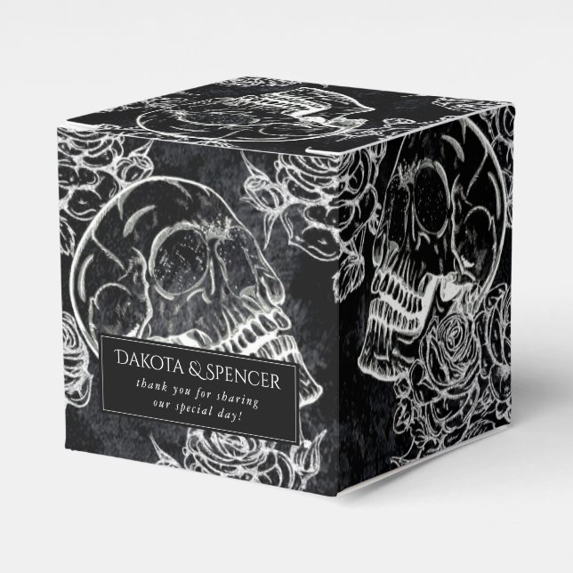 Caja Para Regalos Rosas Skulls y Chalk | Gótico Glam Gracias (Costado Anverso)