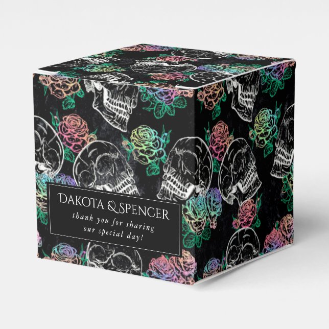 Caja Para Regalos Rosas Skulls y Ombre | Gótico Glam Gracias (Costado Anverso)