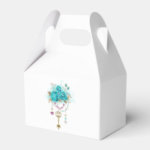 Caja Para Regalos Rosas turquesas con llaves
