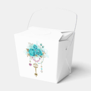 Caja Para Regalos Rosas turquesas con llaves